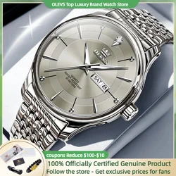 OLEVS Top Brand Men's Watches Minimalist Business Original Quartz Watch for Man Waterproof Stainless Steel Luminous Date Week