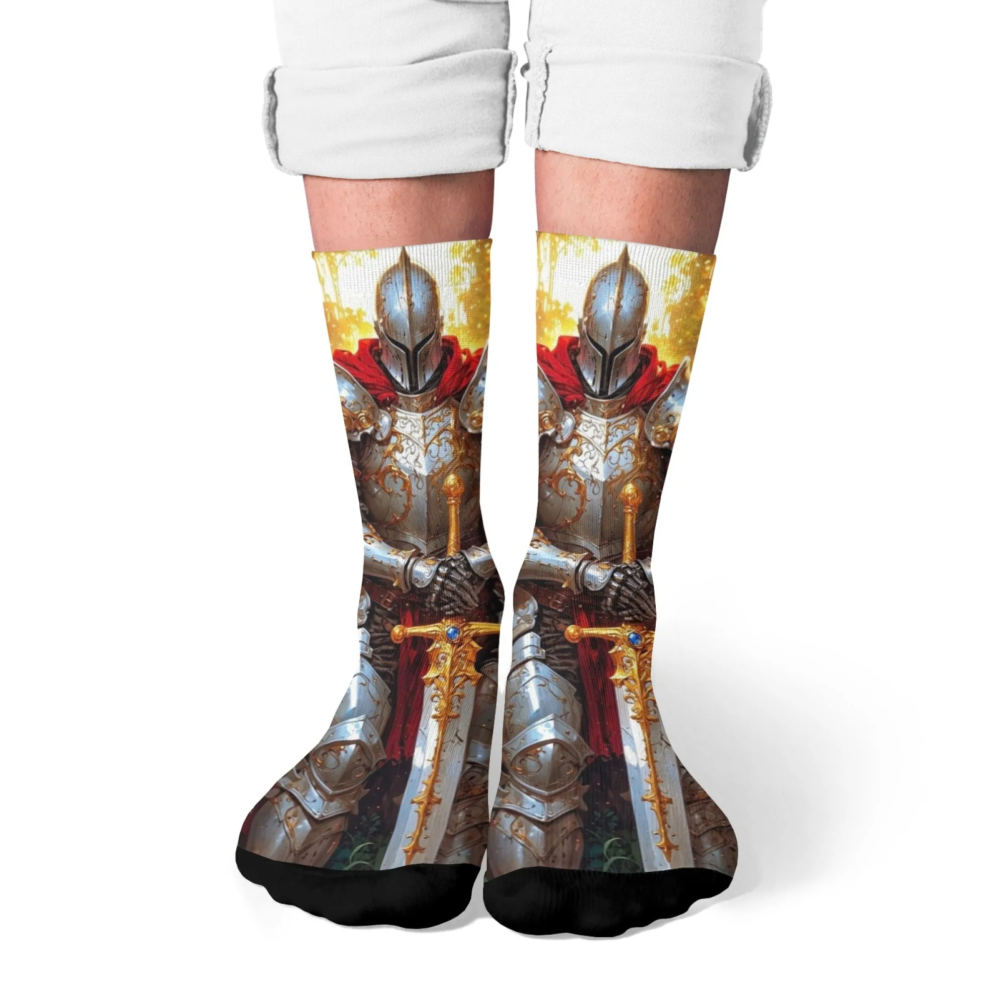 Brave Knight Retro Mode Herrensocken Harajuku Stil Neuheit Lustige Happy Crew Socken Atmungsaktive rutschfeste lässige Modesocken