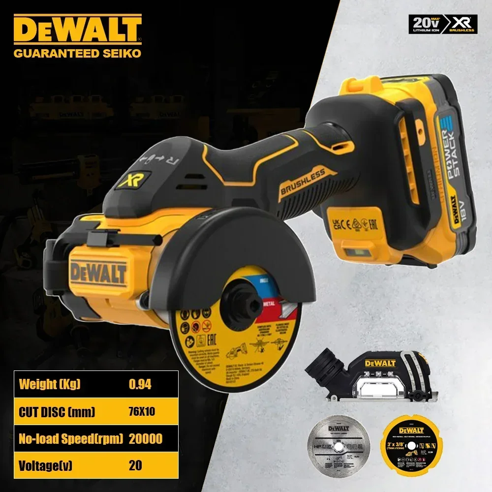 

Dewalt DCS438 Cordless Angle Grinder Brushless Motor Handhold Saw Cut Disc 76x10mm 20000rpm Universal 20v and 18v Battery