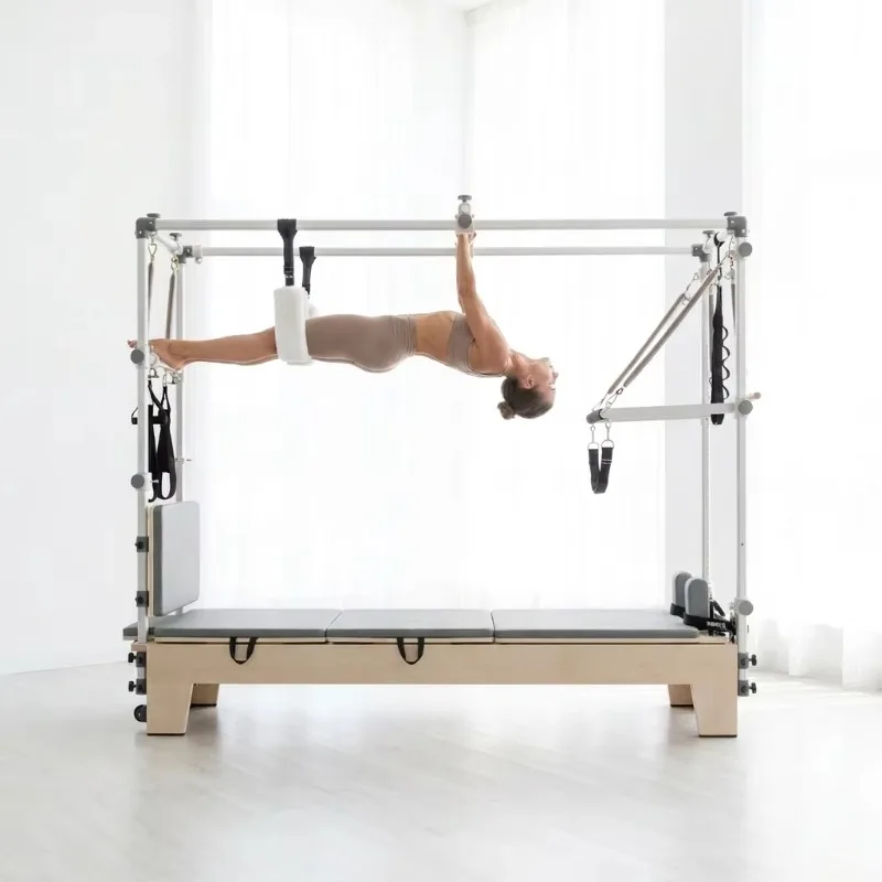 YTTYIN Reformer Pilates 3-en-1 Commercial en Bois, Équipement d'Entraînement d'Équilibre Complet 360° pour Yoga et Trapeze, Réglable pour Studio