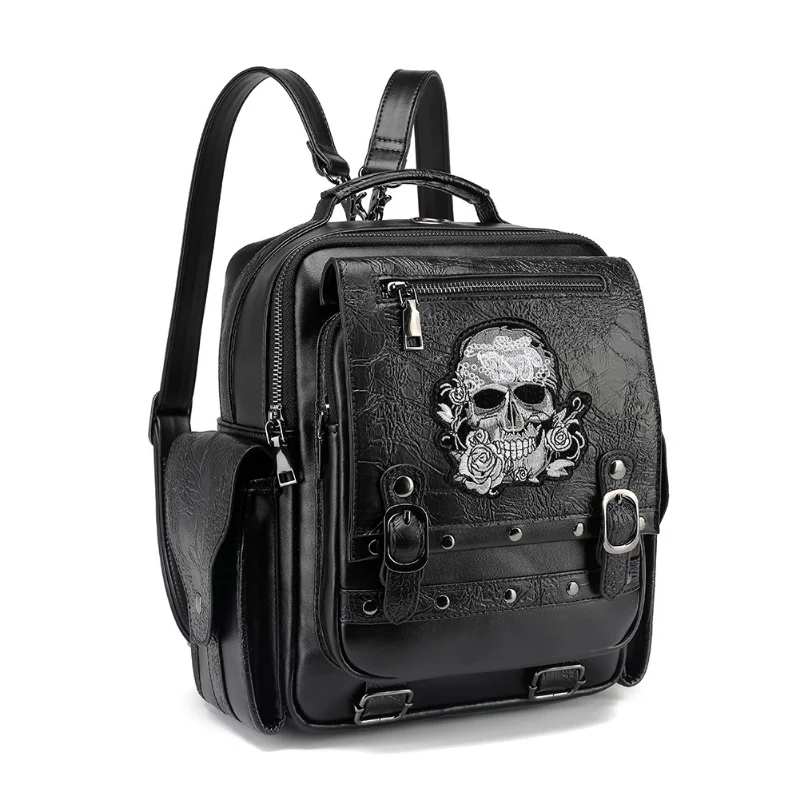 Chikage Goth Style Large Capacity Women's Backpack Skull Decoration Computer Bag Multi-function Unisex Waterproof Backpack