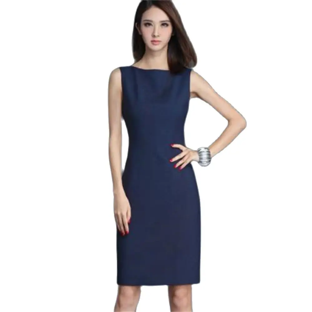 Women's Slim Hedging Pencil Dress Ladies' Intellectual Robe Slash Neck Summer Spring Hot Sale Female