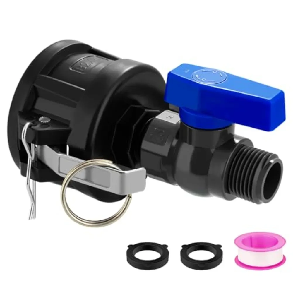 Garden Watering IBC Tote Adapter Water Flow Control Valve Rust-proof Wear Resistant Converts Outlet To GHT Threads