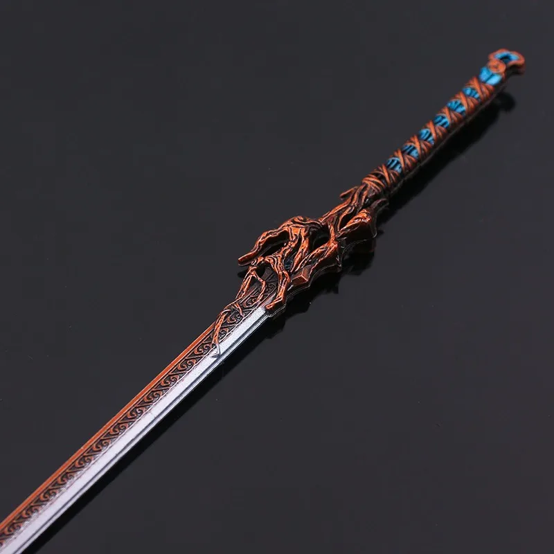 12cm 애니메이션 Qianqiu 칼 복제 Meng Chuan의 금속 무기 모델 합금 Katana 디스플레이 수집가의 데스크탑 장식 소년 선물