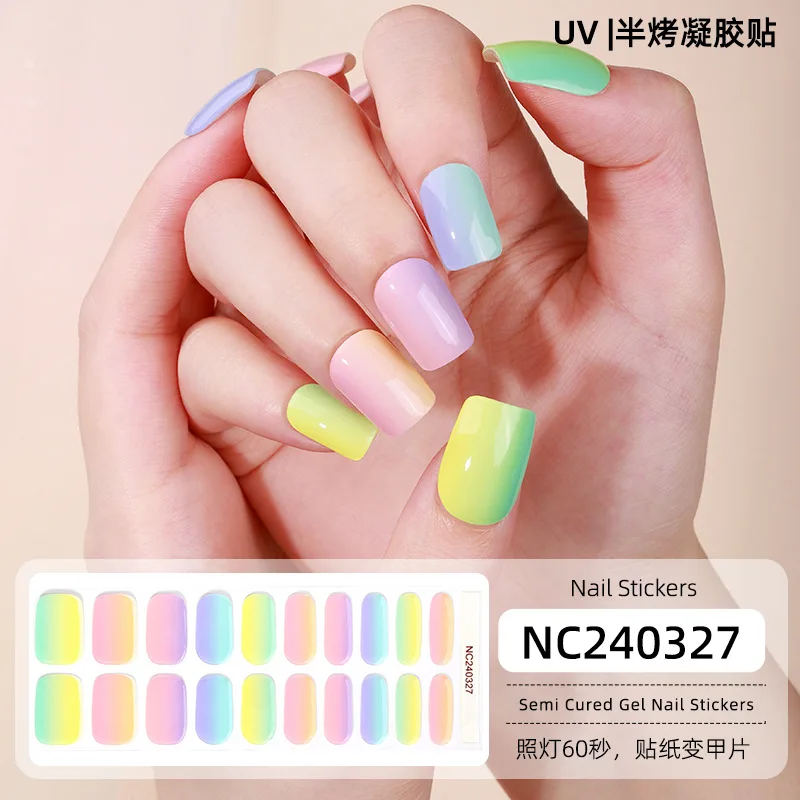 Neuankömmling 20 Streifen French Gradient Semi Cured Gel Nagelstreifen DIY Gelpoliermittel Aufkleber für Nägel Arbeiten mit UV/LED