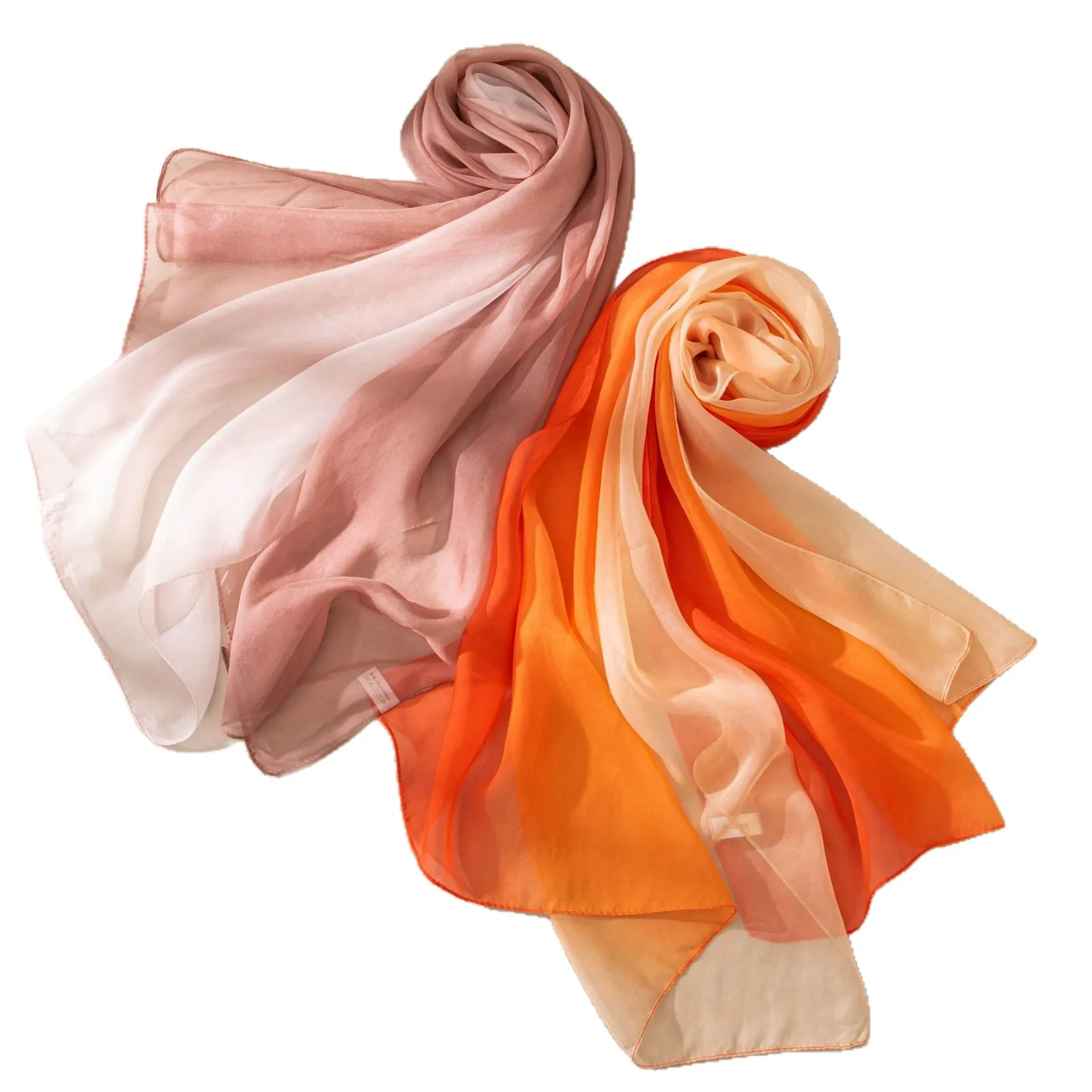Gradually change color silk scarf women's fashion solid color scarf travel shawl summer thin