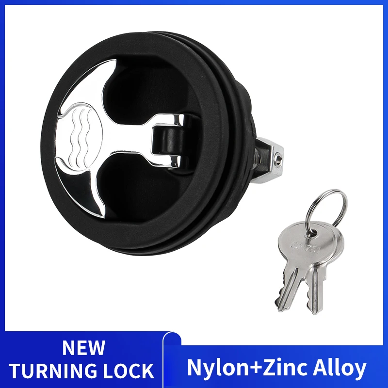 1pc Nylon Zinc Alloy Flush Pull Boat Deck Hatch Slam Latch Recessed Pull Handle Lock Slam Lift Buckle Turning Lock For Marine