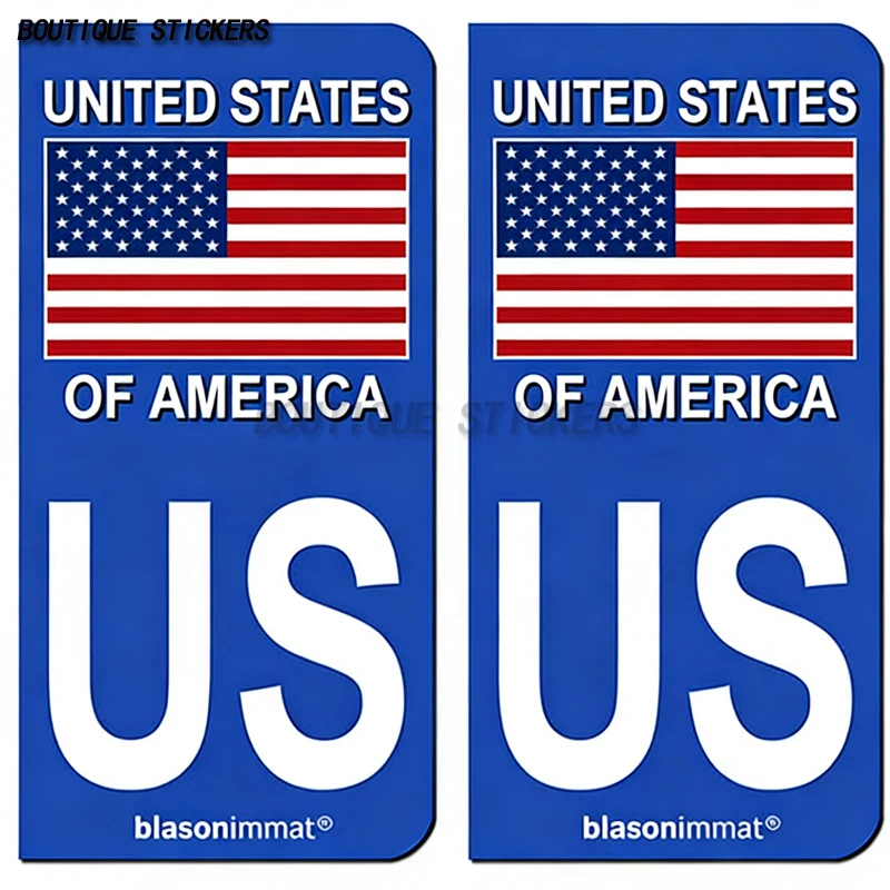

2Pcs exquisite US Etats-Unis - Drapeau License plate stickers, waterproof PVC stickers for cars and motorcycles