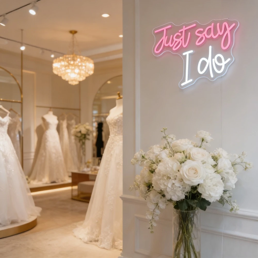 Just Say I Do Neon Sign Wedding LED Neon Light Dimmable USB Power for Bridal Shower Engagement Party Decor Bride and Groom Gift
