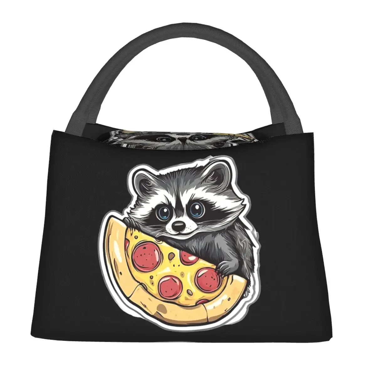 Pizza Thief Raccoon Lunch Bags Insulated Bento Box Resuable Lunch Tote Picnic Bags Cooler Thermal Bag for Woman Children Travel