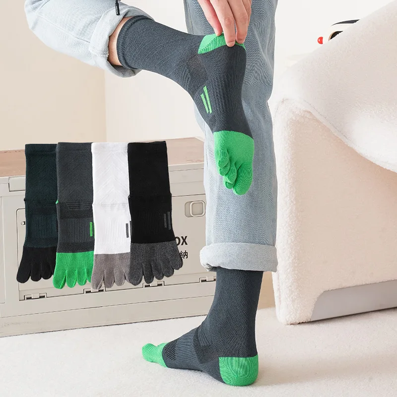 1/4 Pairs Sport Toe Socks Man Compression Cotton Sweat-Absorbing Young Anti-Bacterial Breathable Warm Five Finger Short Socks