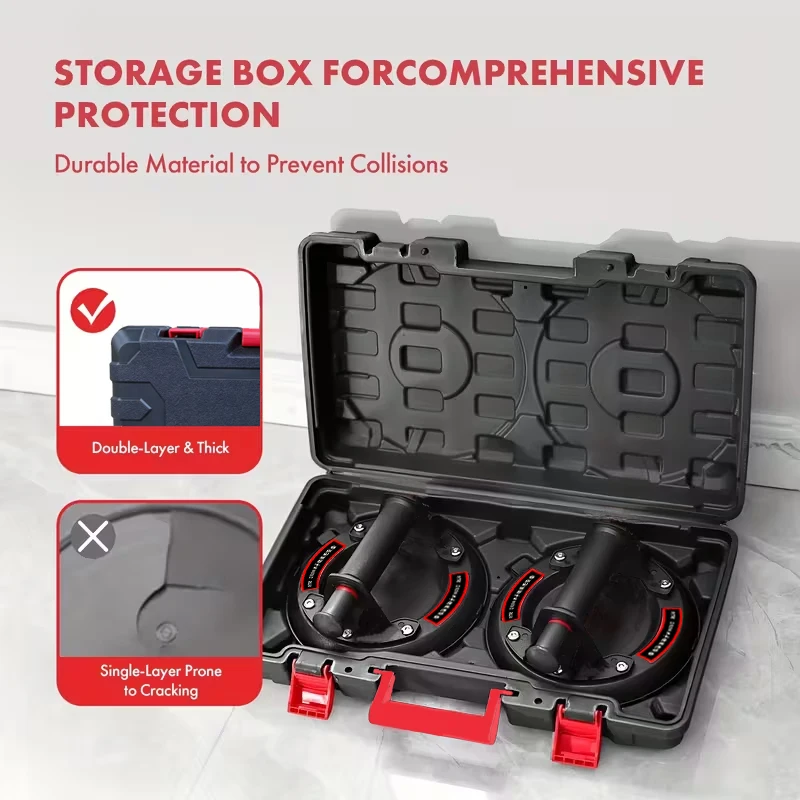 Bomba manual de manuseio de vidro de forte adsorção, ventosa a vácuo de 8 polegadas. Ferramentas de decalque, ventosas de vidro de borracha. Com uma mala