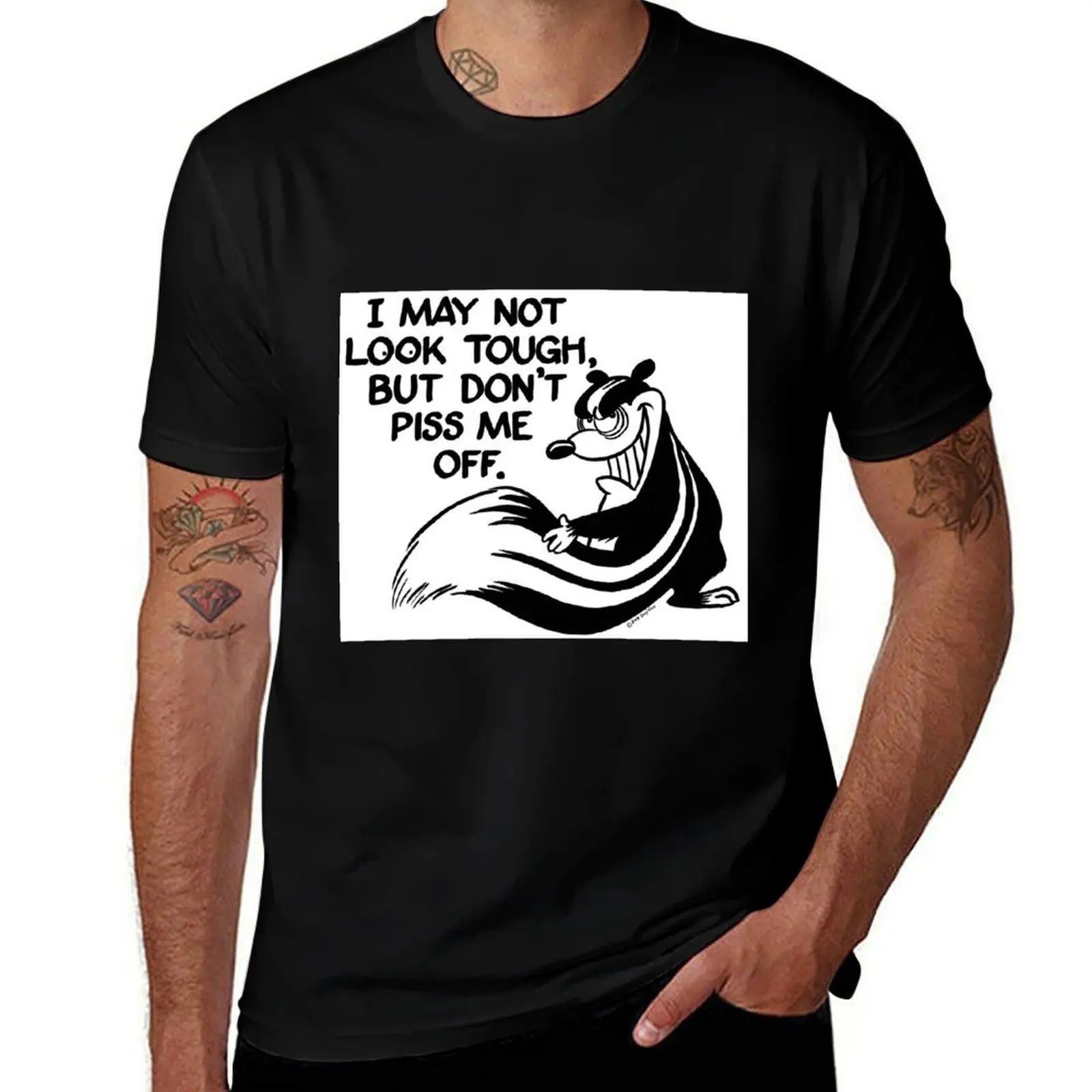 Daryl B. Enos Fundraiser - May Not Look Tough, Don't Piss Me Off Skunk T-Shirt Basic Solid Color Short Sleeve T-Shirt