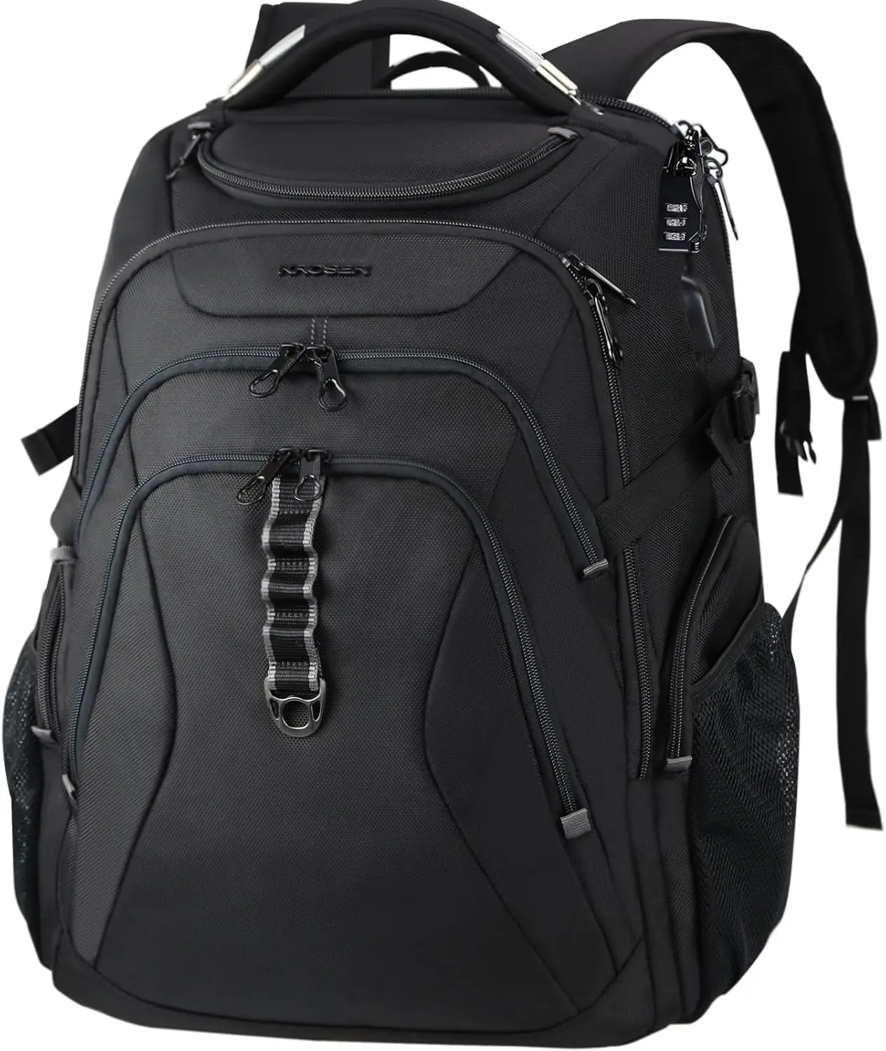 

18.4 Inch Water-Repellent Laptop Backpack with Hard Shell Saferoom and RFID Pockets for Gaming, Business, College - Black