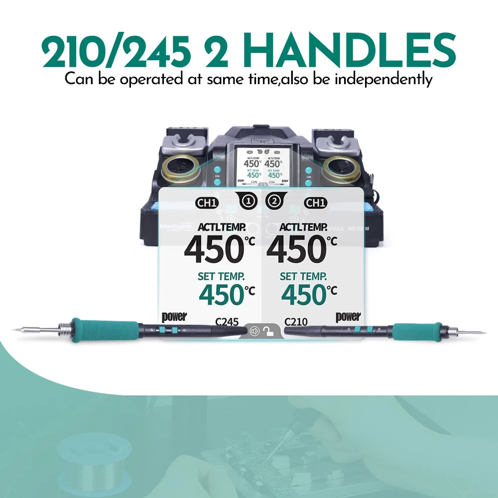 YIHUA 982D-II C210 C245 محطة لحام الحديد الدقيقة لمحطة إعادة العمل المكونات الصغيرة SMT SMD مع المعايرة التلقائية