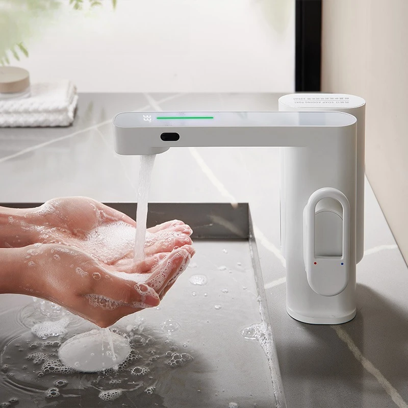 

Bathroom Faucet LED Digital Display Faucet Mixer Liquid Soap Dispenser Infrared Induction Basin Automatic Induction Faucet