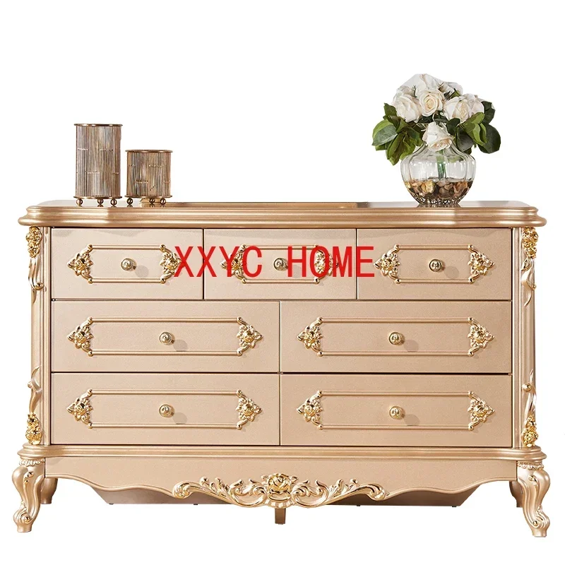 European-Style Storage Cabinet Bedroom Luxury Champagne Gold Locker Living Room Light Luxury