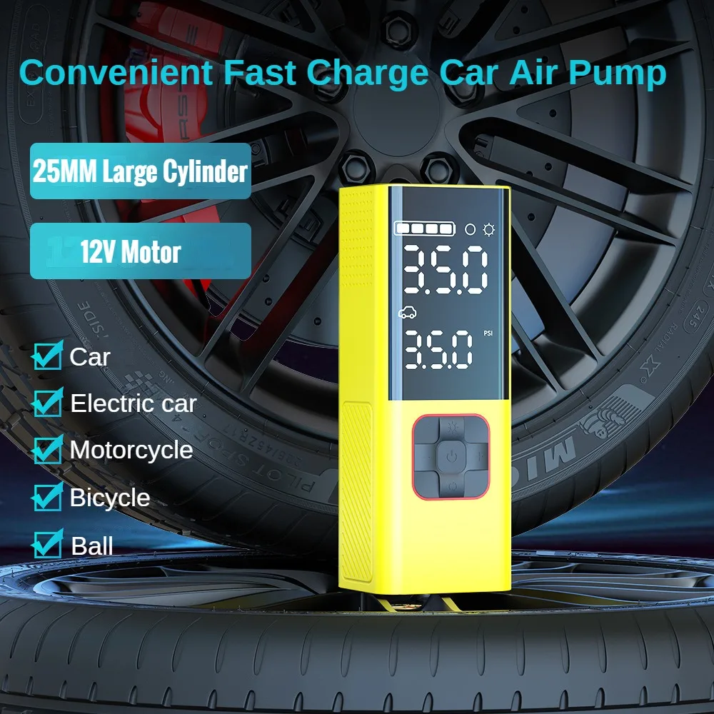 150W Wireless Tyre Air Pump Portable Car Air Compressor 70L/Min For Motorcycles Pickup Truck Digital Super Power Inflatable Pump