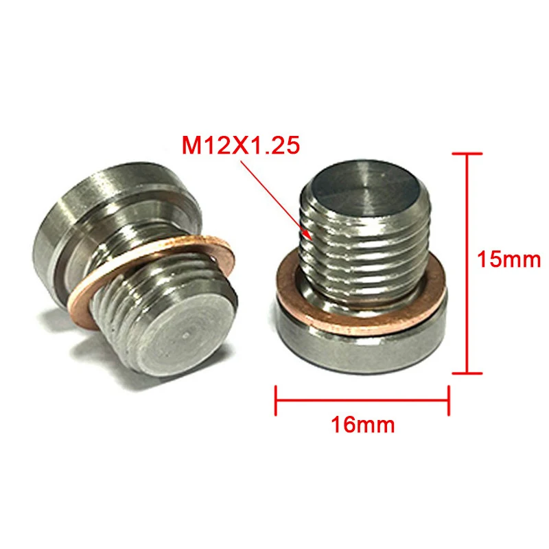 M12 X 1.25 O2 Oxygen Lambda Sensor Blanking Plug Cap Bung Exhaust Accessories With Gasket Automotive Hexagonal Threaded Parts