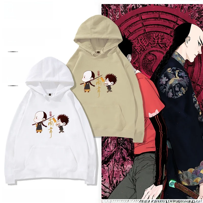 

Свободная толстовка с капюшоном из чистого хлопка с рисунком аниме Long Sve, удобная мужская толстовка, повседневная уличная одежда Faion