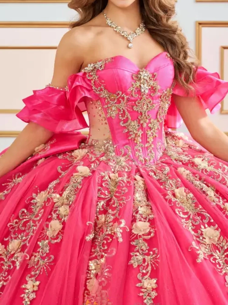 

Customized Mexican Women Birthday Party Dress Special Occasion Wear Flower Beads Applique 16 Girls vestido de 15 quinceañera New
