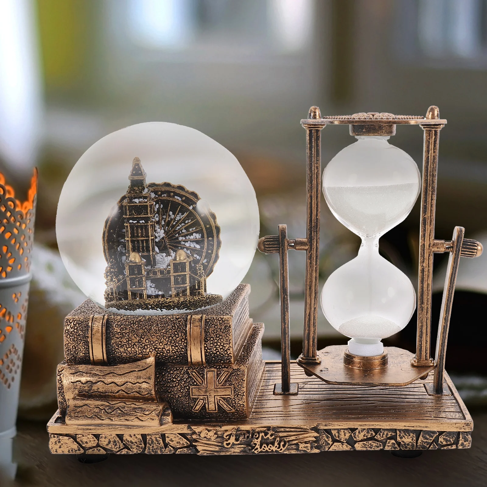 

Creative Retro Sand Clock Ornaments Resin Craft Desktop Decor Hourglass Living Room Table Decoration Exquisite Crystal Snow