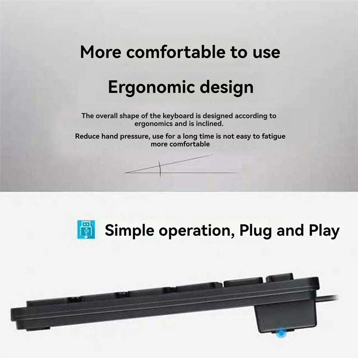 AB51 2X Compact Wired Keyboard USB - Keyboard Ultra Tipis untuk PC Mini Gaming Keyboard Hitam