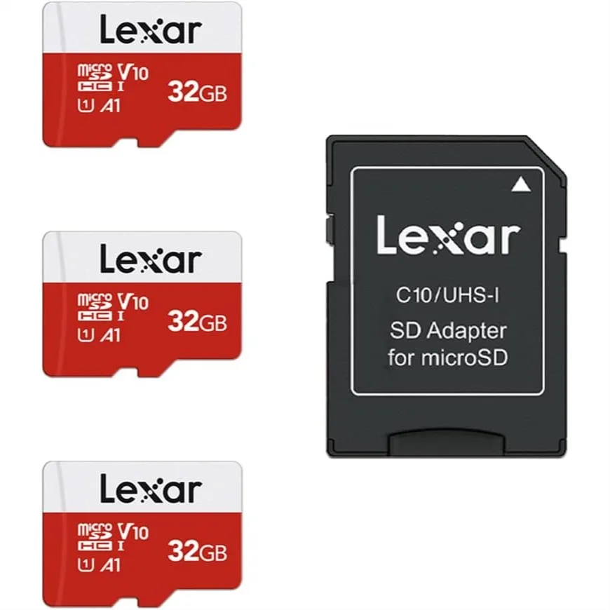 Lexar 32GB Micro SD Card 3 Pack, microSDHC UHS-I Memory Card with Adapter - Up to 100MB/s, U1, Class10, V10, A1, High Speed TF