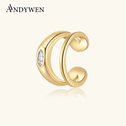 ANDYWEN 925 Sterling Silver 2023 Classic Marquls Earcuff Non Piercing Cuffs Earring Luxury Women 2023 Fine Jewelry Gift