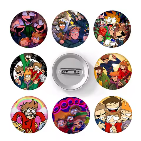 Funny E-Eddsworld Round Badge Creative Brooch Clothing Backpack Accessories Lapel Pin