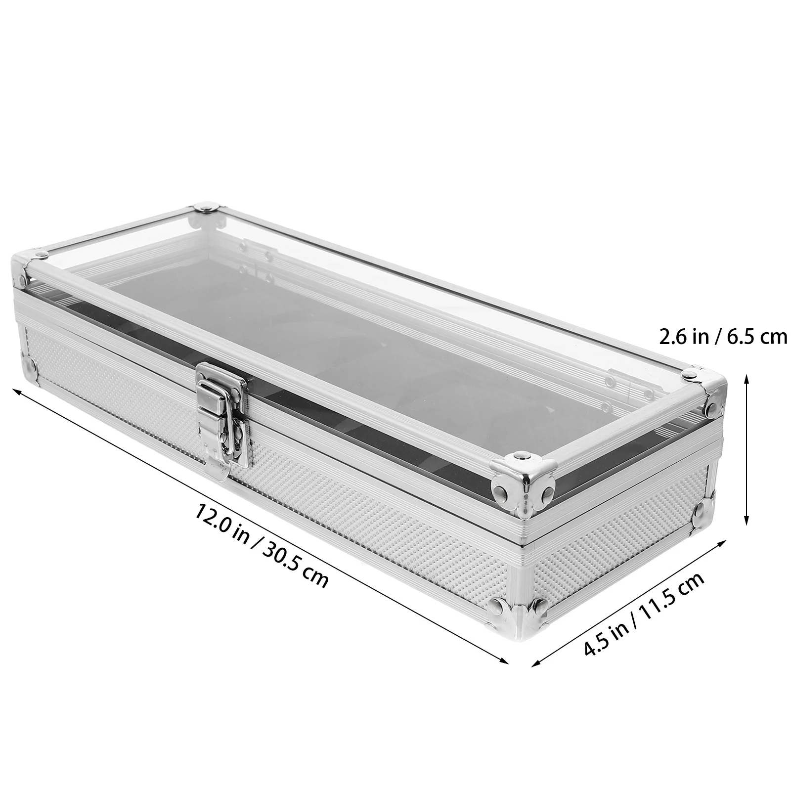 1Pcs Aluminium Watch Storage Box 5 Watches Transparent Window Lock Design Jewelry Organizer Silver Watch Box Jewelry Organizer
