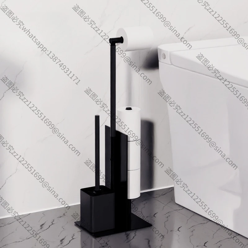 Suitable for Tissue Holder Floor-to-ceiling Sanitary Roll Holder Stainless Steel Bathroom Free Vertical Roll with Storage