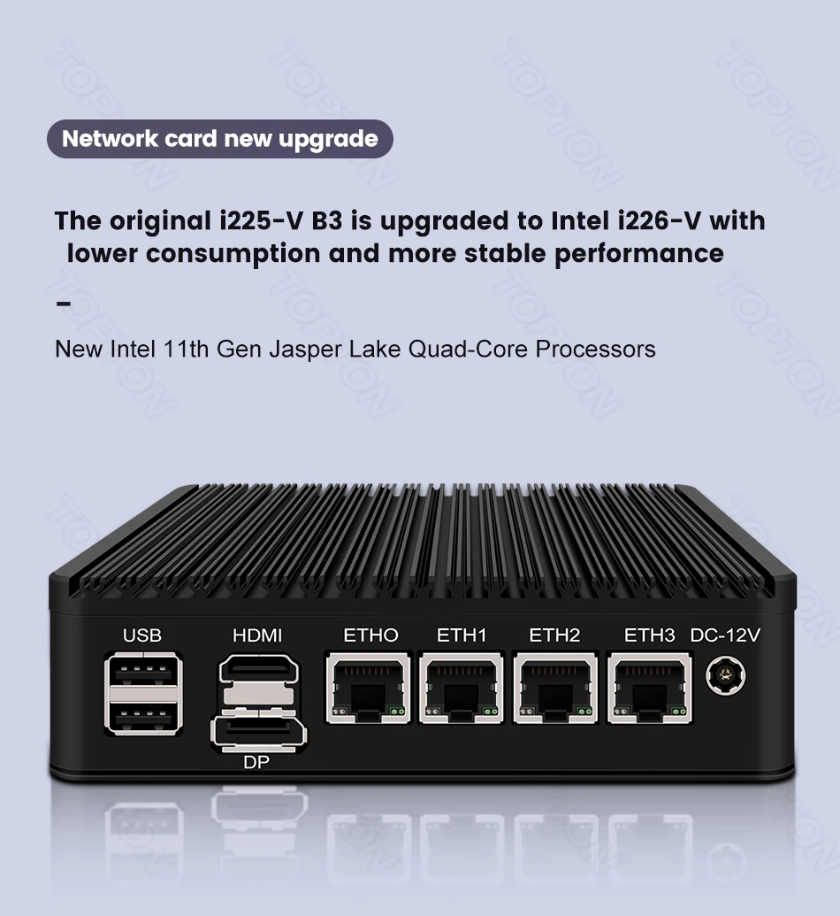 Fanless Mini PC 4 Intel i226-V 2.5Gb LAN N6005 i225-V N5105 2*NVMe TPM2.0 Switch Soft Router VPN Server ESXI Firewall Appliance
