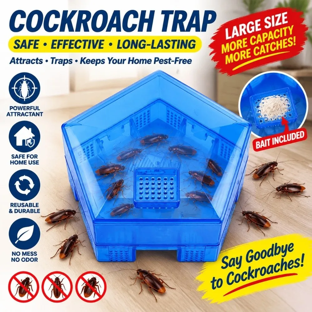 Effective Non Toxic Cockroach Trap Box Reusable Transparent Cockroach Killer Trap Double Layer Roach Trap Catcher Household