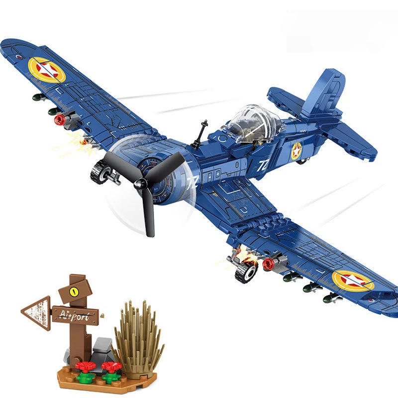 WW2 Military Series Aircraft Building Block DF-109 ME262 P51 P40 German-Soviet Aircraft Assembly Model Children\'s Toys