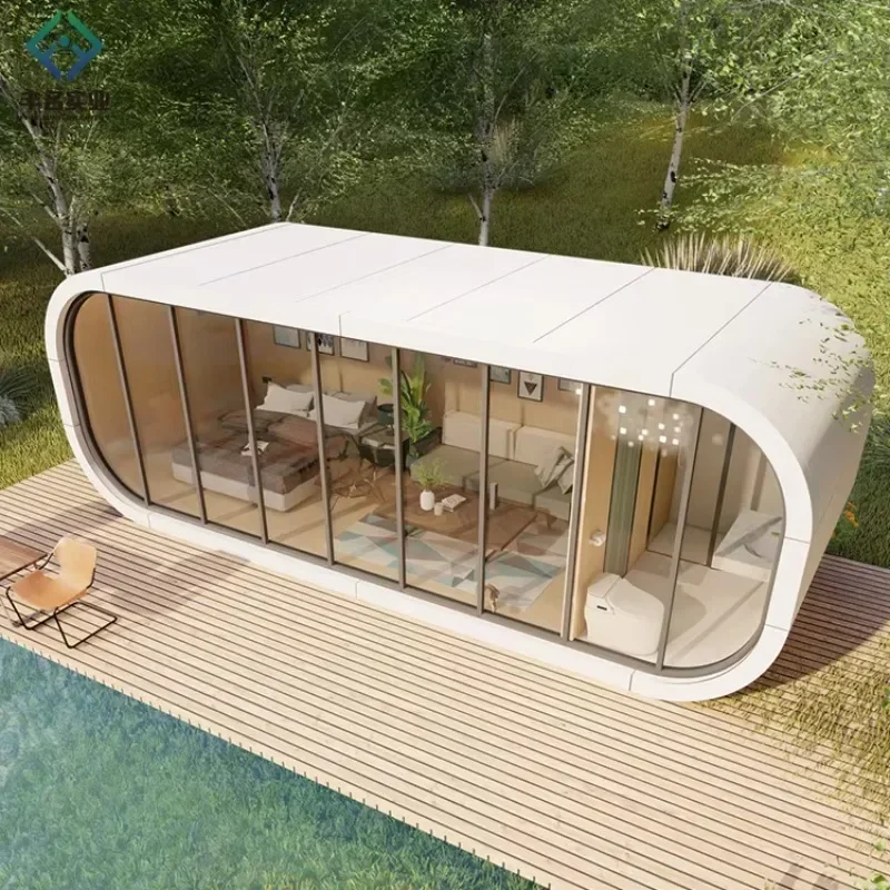 40ft 20ft Glass Wall Luxury Container House Prefed Villa Portable Home House with Bedroom and Bathroom