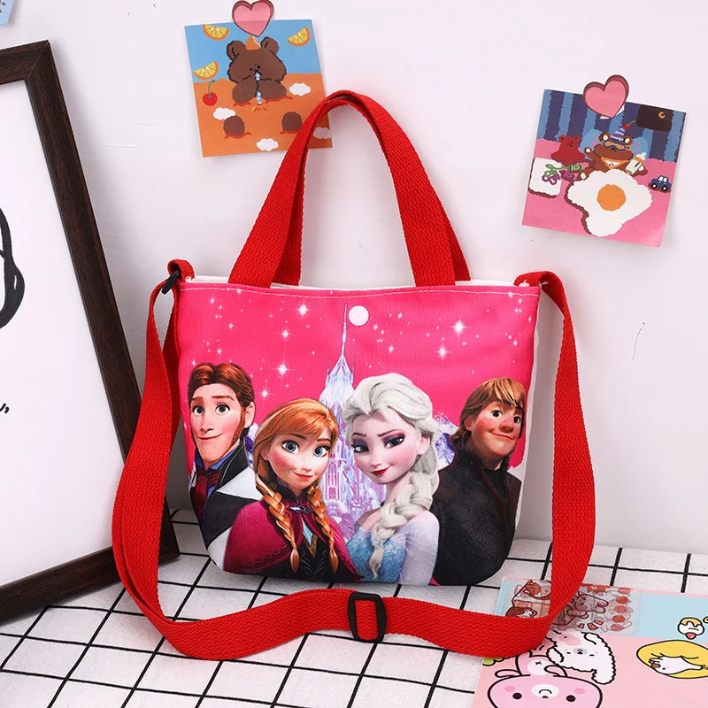 Sacs à main Disney Frozen pour filles, figurines d'anime, Elsa Anna, décontracté, initié, sac messager, dessin animé, sac à bandoulière, enfants, cadeau