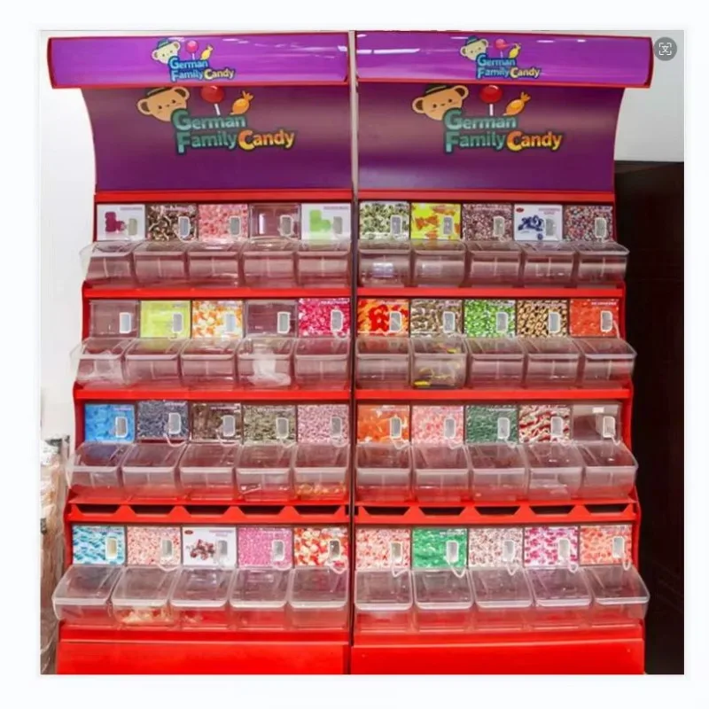 

Supermarket Pick and Mix Bulk Candy Food Display Rack Display Candy Shelf with Scoop Bins