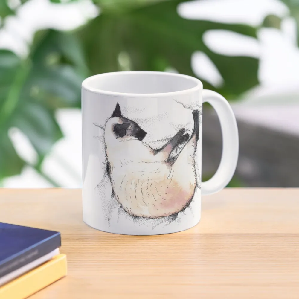 

Siamese cat enjoying a duvet day Coffee Mug Cute Mugs Creative Cups Custom Mugs