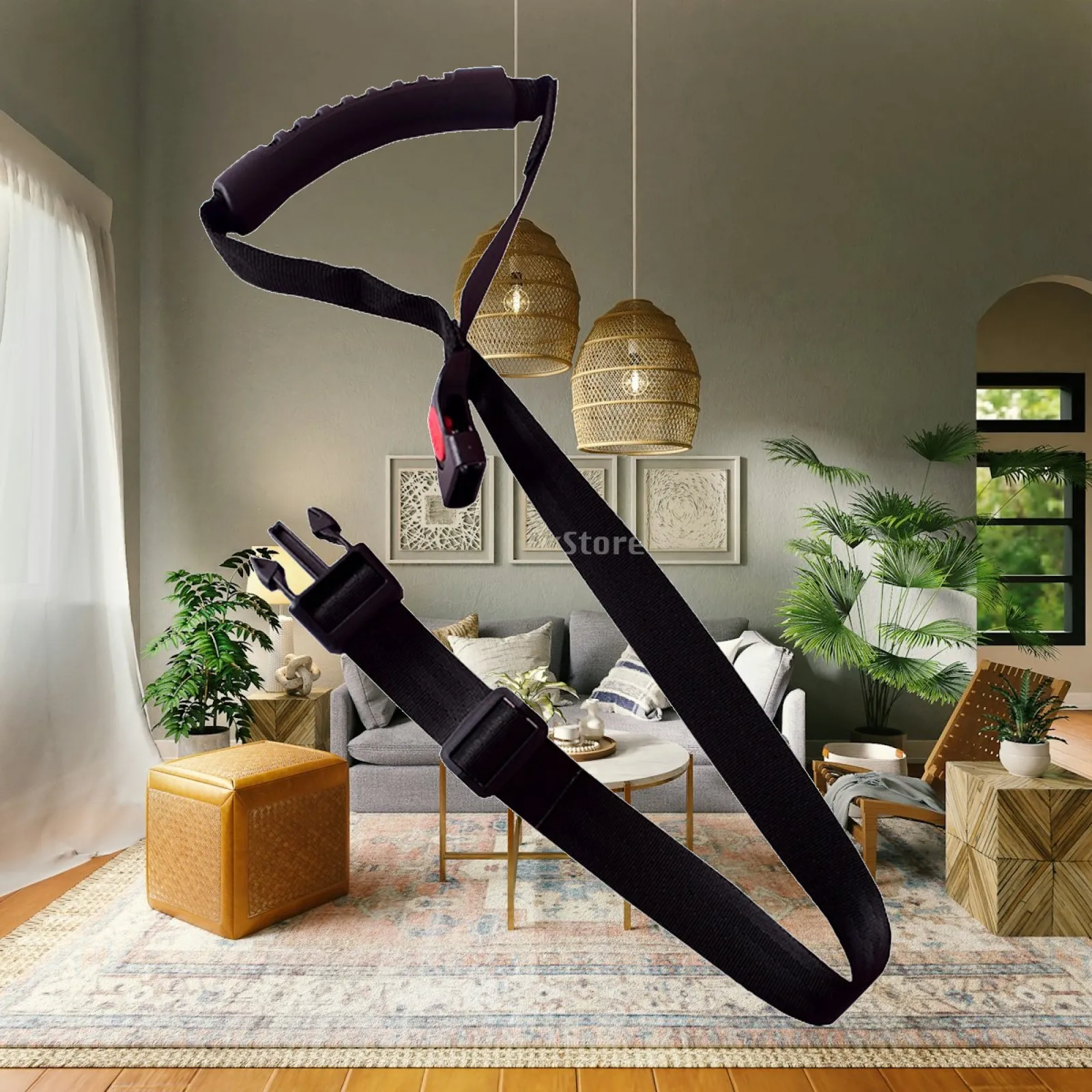 Automotive Door Grab Handle for Car Assist Elderly Standing Aid Portable Nylon Strap Rubber Grip Black
