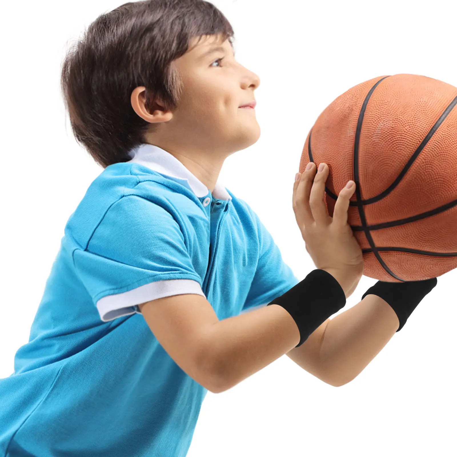 

2 Pairs Blue Basketball Wrist Guards Breathable Elastic Sports Straps Polyester Cotton Support Fitness Equipments