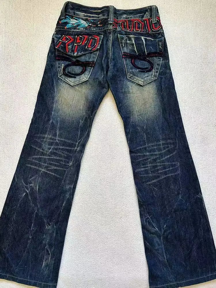 

Американские ретро субкультуры, популярные девушки, тяжелая промышленность, джинсы с низкой талией и вышивкой букв, мужские и женские потертые узкие джинсы High Street