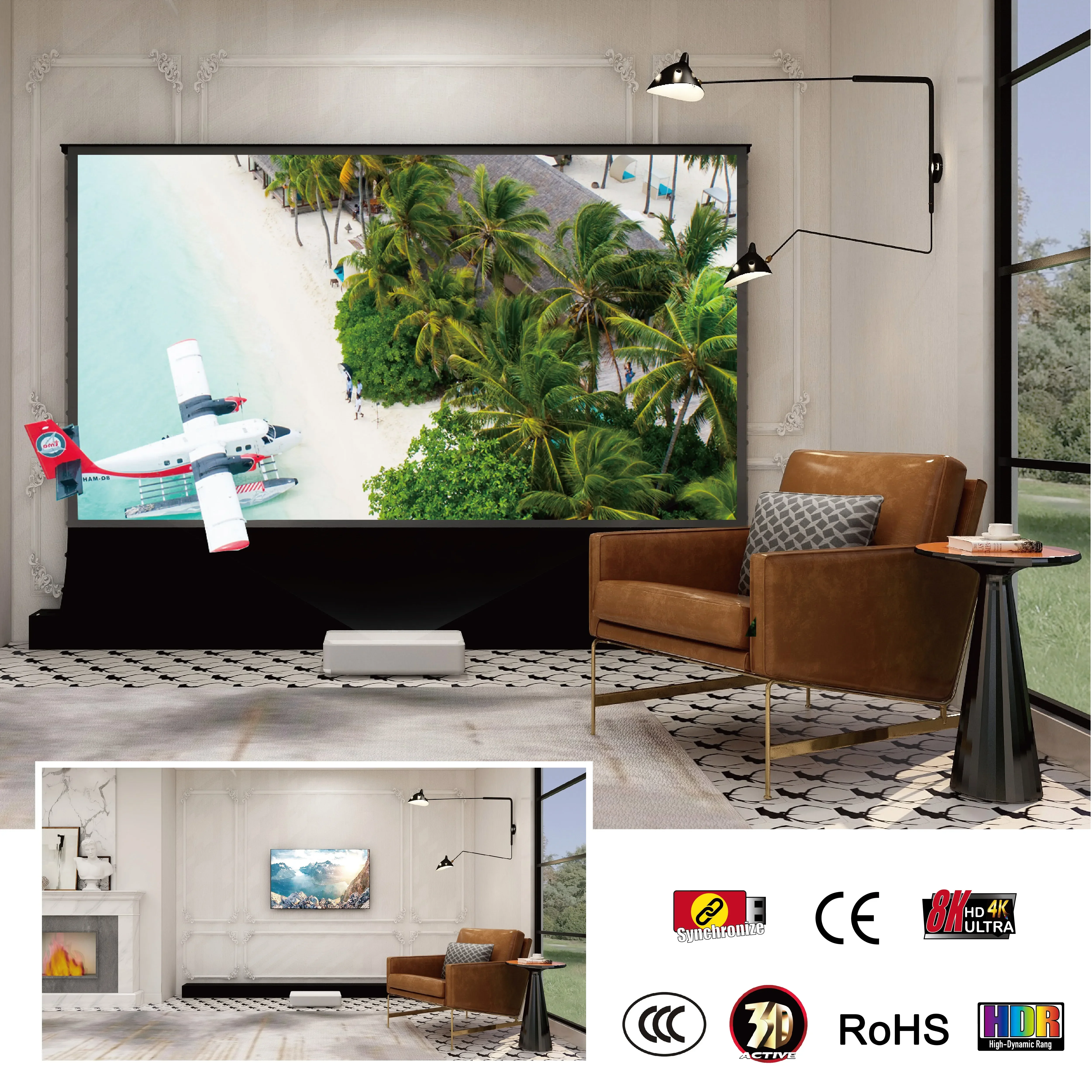 VIVIDSTORM S PRO 100 Inch  Electric  Screen for UST ALR Projector Ultra Short Throw Projection Screen