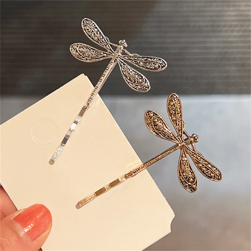 New retro dragonfly hair clip, minimalist headwear, bangs, one line clip, women's broken hair, side clip, hair clip