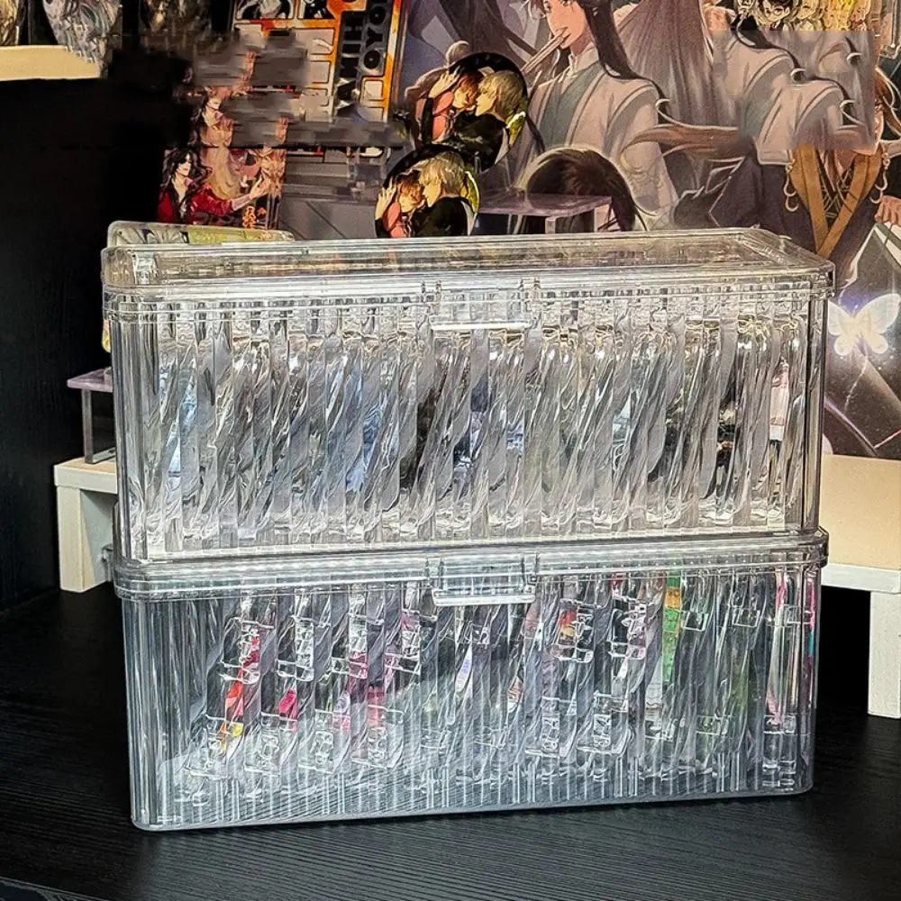 

Acrylic Doll Clothing Storage Box Transparent Striped Coffee Capsule Storage Box Large Capacity with Lid