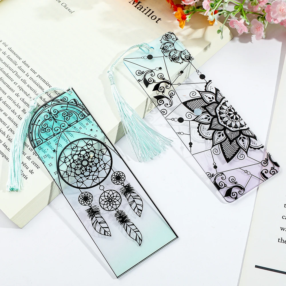 1pc Creative Floral Bookmarks Blessing Acrylic Bookmarks For Book Lovers, Stationery Gifts, Reading Markers Office Supplies