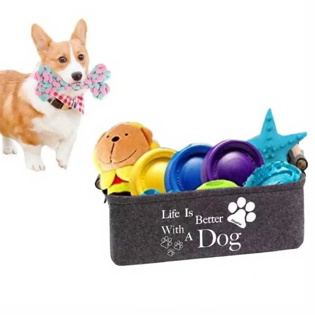 

Коробка для игрушек из войлока, коробка для игрушек для собак, корзина для хранения, коробка для хранения одежды, отлично подходит для организации игрушек и одеял для домашних животных