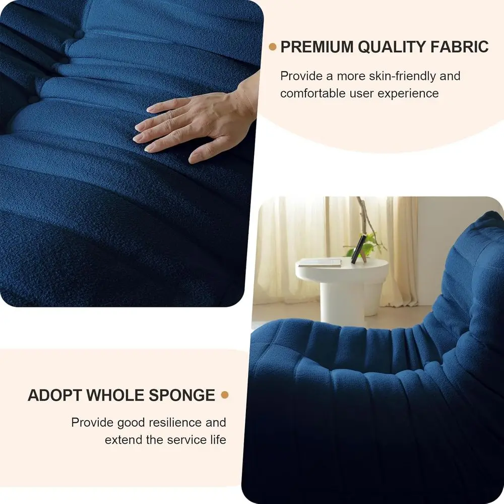 كرسي أريكة أزرق أنيق للاسترخاء، استخدام متعدد الغرف، كرسي مريح بنمط حصير #3