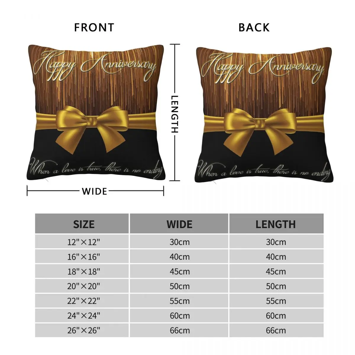 Happy Anniversary Square Pillowcase Polyester Linen Velvet Pattern Zip Decor Throw Pillow Case Bed Cushion Cover