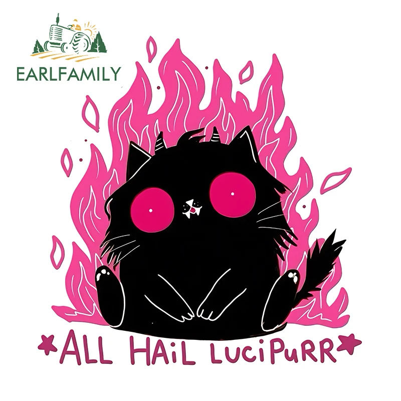 EARLFAMILY 13cm × 12.8cm Devil Kitten Car Stickers Cool Distinctive Cartoon Design Decals Creative Campervan Occlusion Scratch